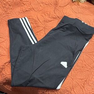 Adidas women’s Black Leggings with White Stripes